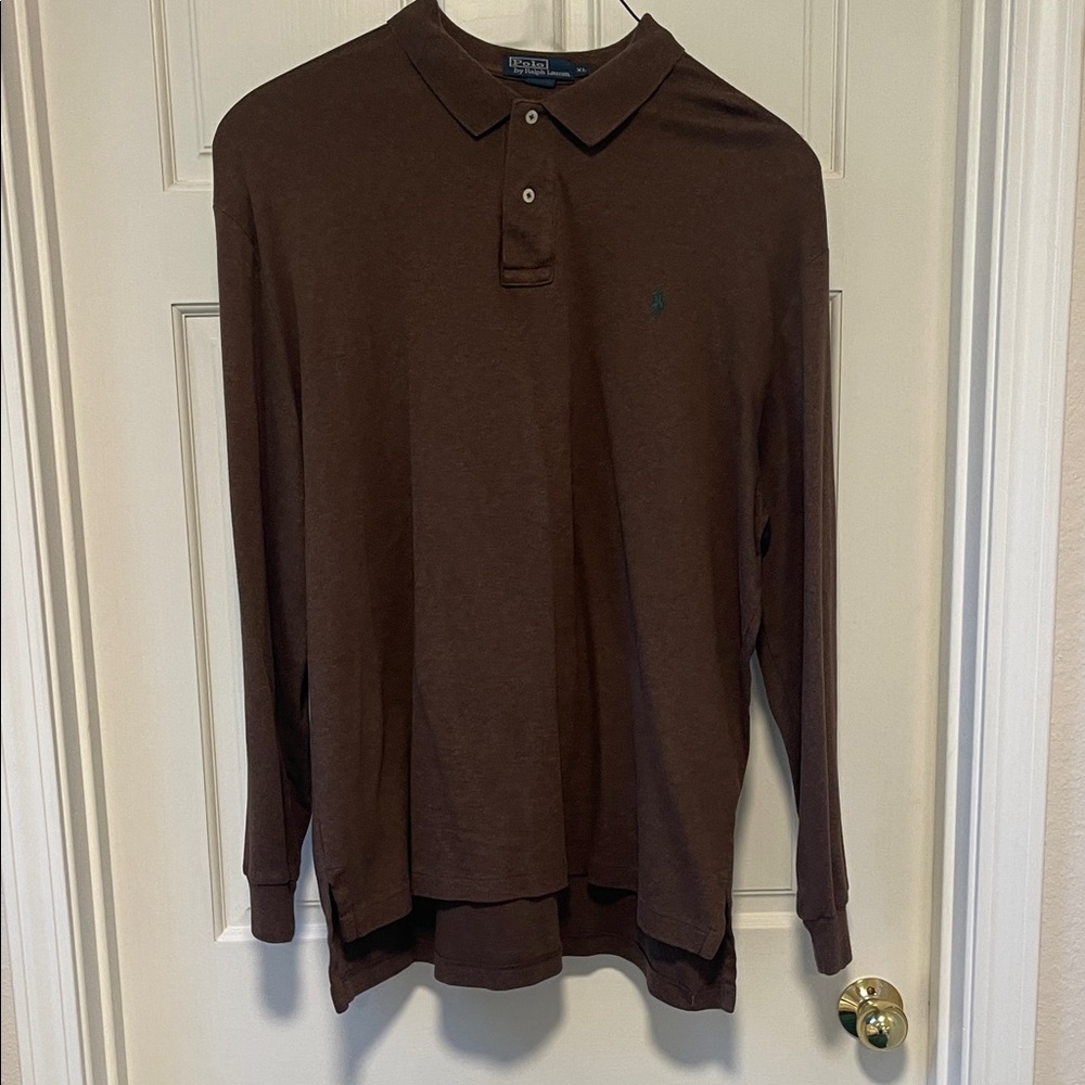 Polo by Ralph Lauren Long Sleeve Polo in Brown